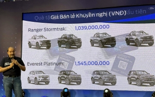 Ford Ranger Stormtrak có giá bán 1,039 tỷ đồng, Everest Platinum lên tới 1,545 tỷ đồng 